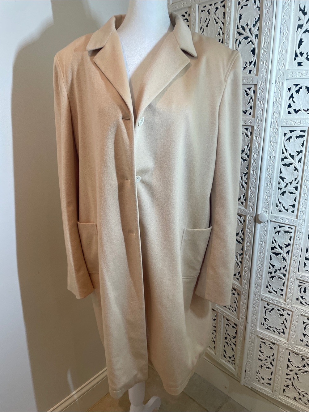 Jil Sander cashmere Cream Single-Breasted Long Coat
